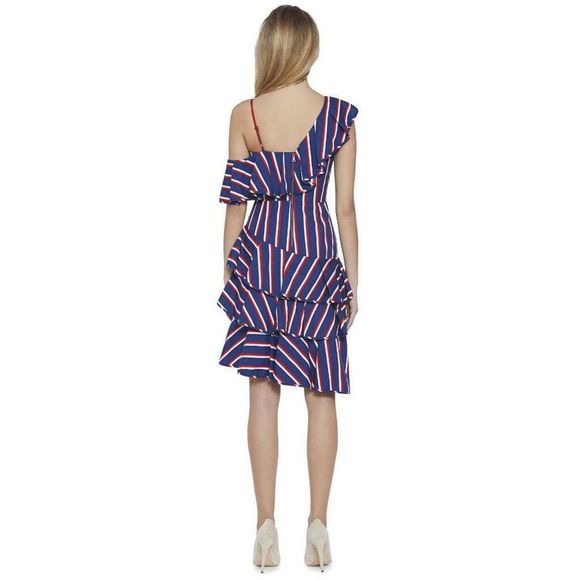 NWT Alice + Olivia Laflora Ruffle Stripe Dress 0 - Picture 2 of 8